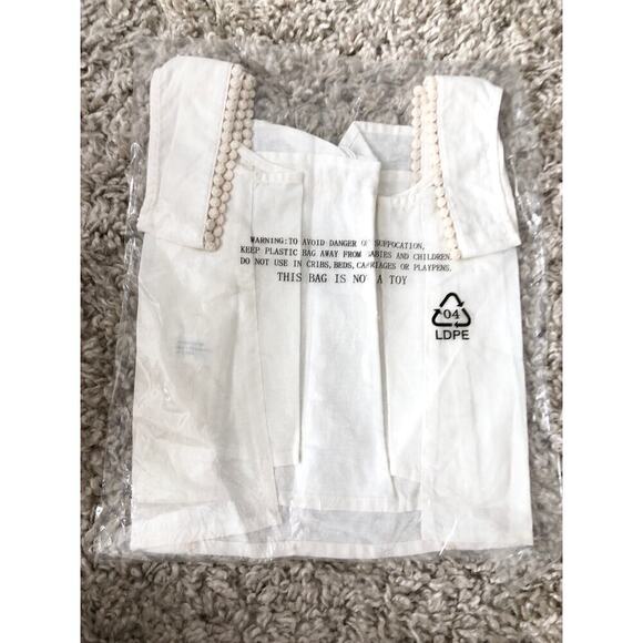 Marine Layer Stella Tank Top Lace Trim Square Neck Sleeveless Crop White NWT L - Picture 5 of 6